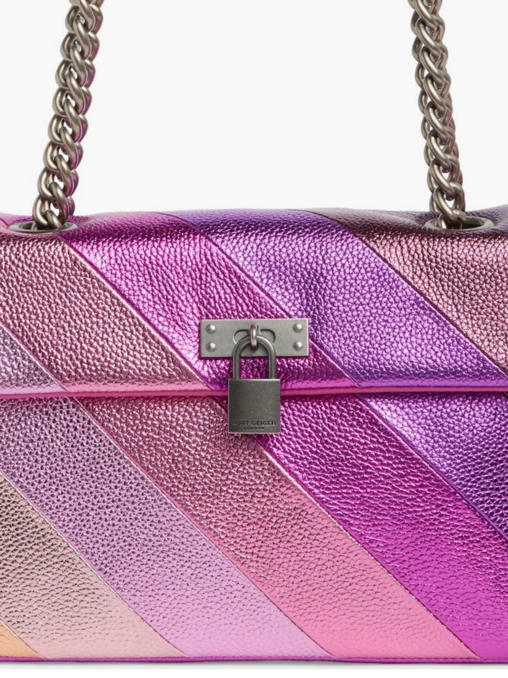Kurt Geiger Metallic Pink to Purple Ombre Chain Shoulder Bag